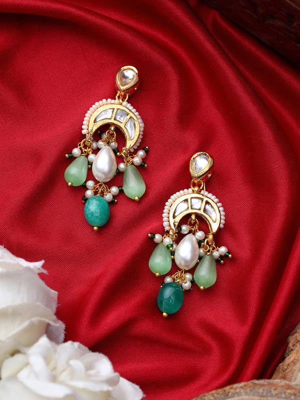 Chand Drop Earrings-Green