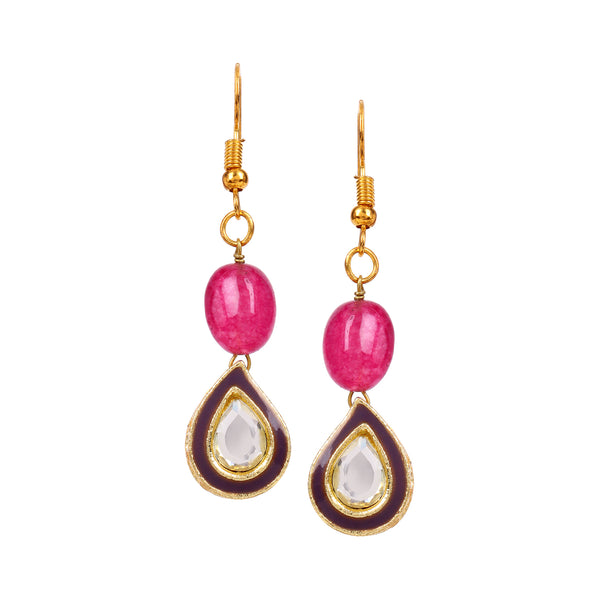 Purple Enamel Kundan Mismatched Earrings