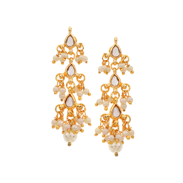 Kundan Drops Pearl  Earrings