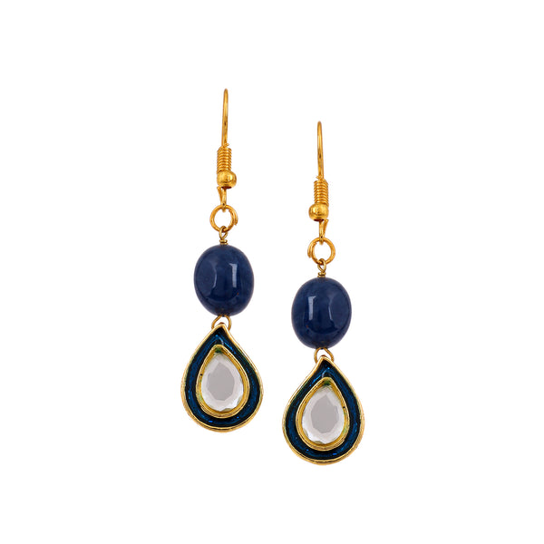 Blue Enamel Kundan Mismatched Earrings