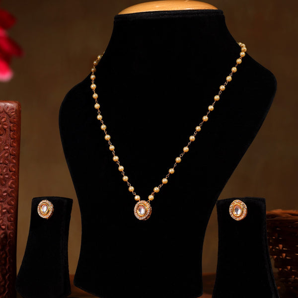 Kundan Pearl Chain Necklace Set