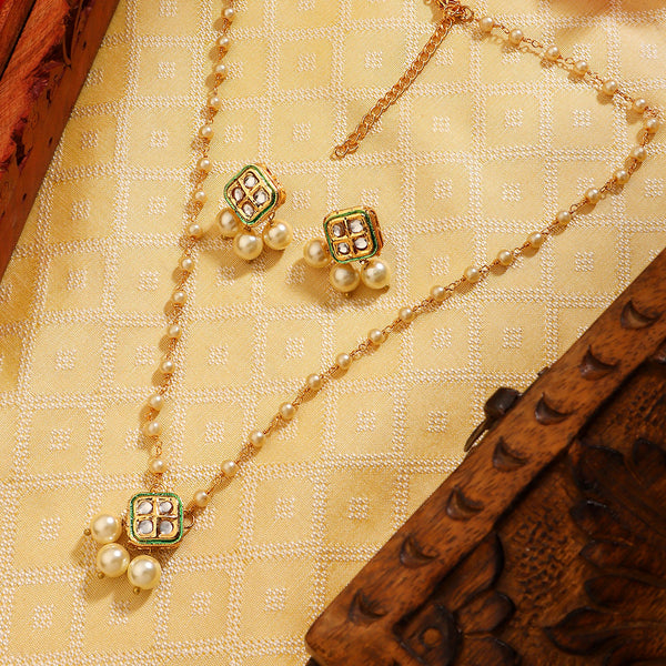 Majestic Kundan Pearl Chain Set