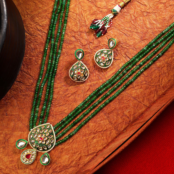 Green Jadau Necklace Set