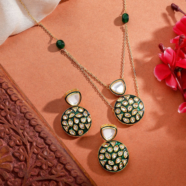 Green polki Necklace Set