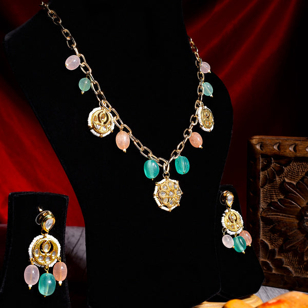 Multi colored Kundan-Chain Necklace