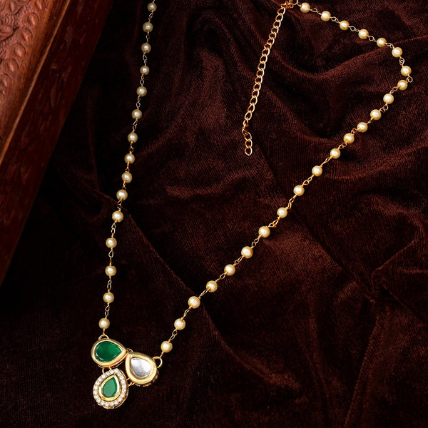 3 petal Green Pearl chain Necklace set