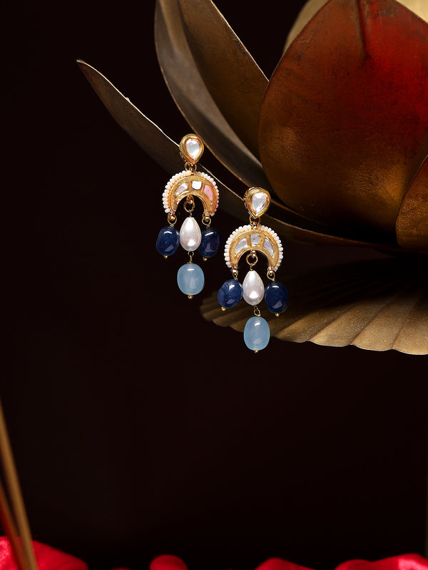 Chand Drop Earrings-Blue