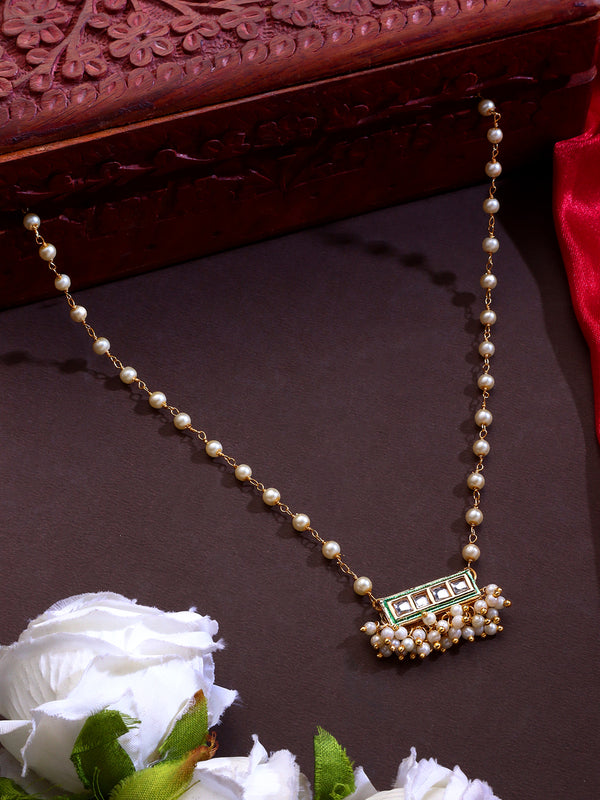 Kundan Bar Pearl Chain Necklace