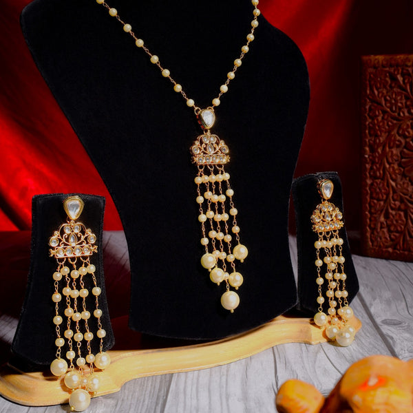 Kundan and Pearl Cascade Necklace set